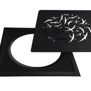 Lattiakaivon kansi neliö linnut Mattamusta (625)