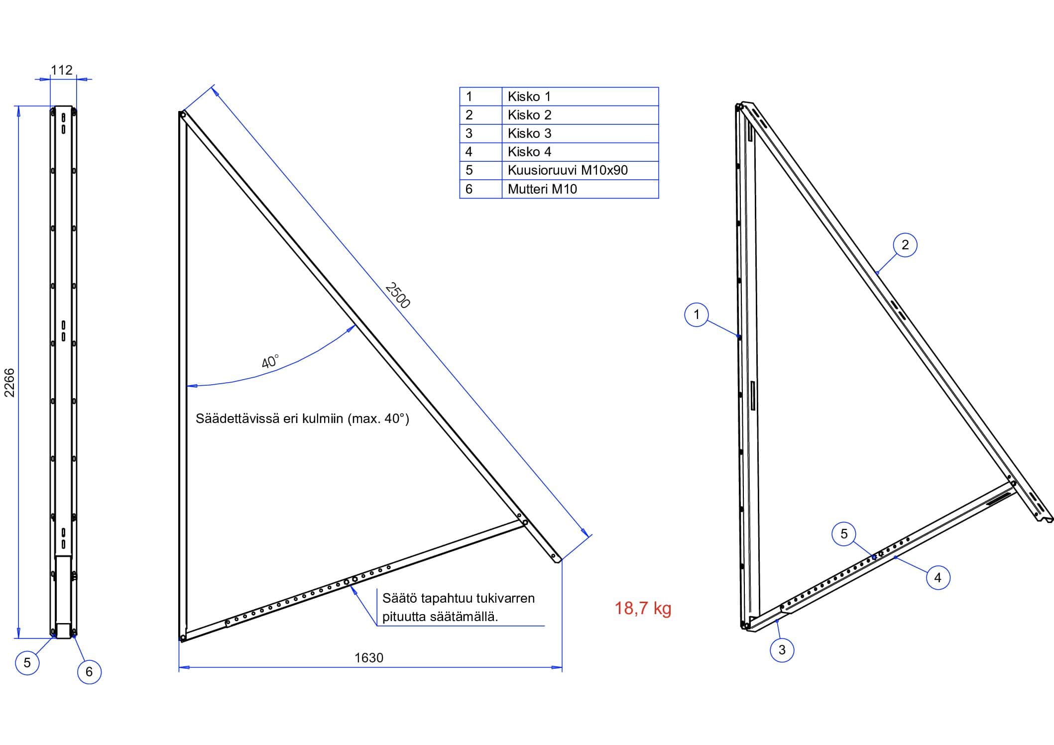 Seinäteline säädettävä (308) - Image 2
